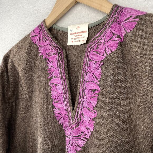 KASHMIR ART EMPORIUM Dress 40 Handwork Kashmiri Pheran Embroidered Brown NEW - Picture 5 of 14